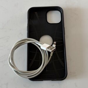 iPhone 13 Spigen Case and Lightning Cable